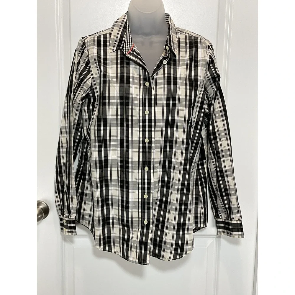 NWT Liz Claiborne New York Womens Plaid Button Down Shirt Long Sleeve Casual Top